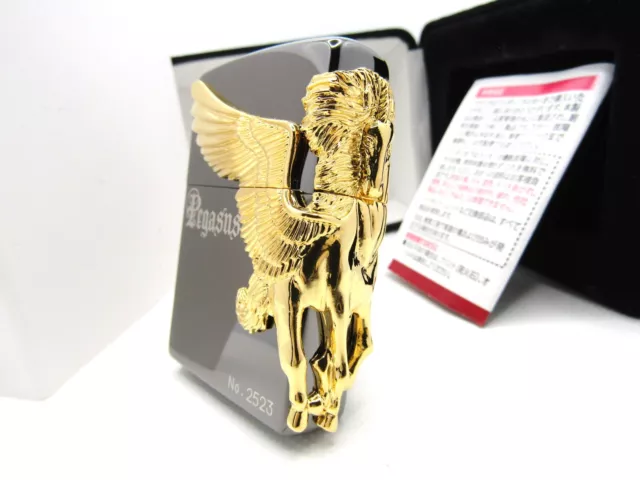 Pegasus Black 3 Sides Gold Metal Titanium Coating Limited ZIPPO 2014 MIB Rare 3