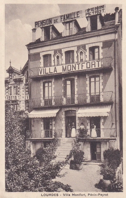 Carte postale ancienne postcard LOURDES villa Montfort Pénin-Peyrot écrite 1941