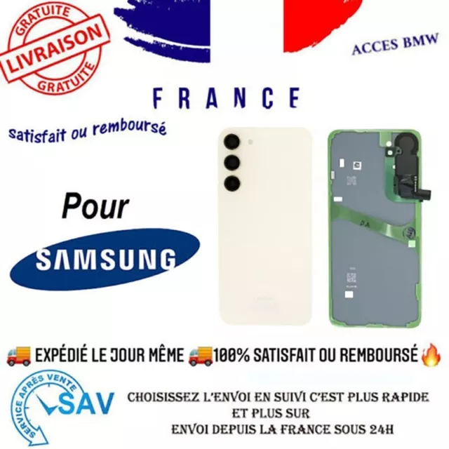 Original Vitre Arriere + Vitre Caméra Crème Pour Samsung Galaxy S23+ (S916B)