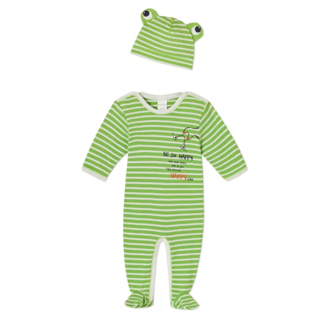 Costume bébé Schiesser 2 pièces avec bonnet 100 % CO taille 62 68 74 80 86 92 barboteuse NEUF