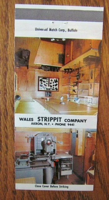 MATCHBOOK: WALES STRIPPIT COMPANY (AKRON, NEW YORK) (c1960s MATCHORAMA) -F17