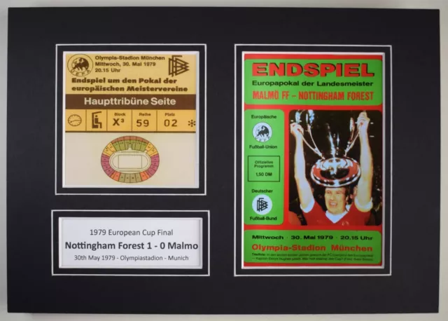 1979 European Cup Nottingham Forest A4 Photo Ticket Display Programme Ticket 3