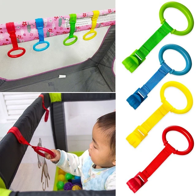 Anillos de cama para ayudar al bebé a soporte para parque infantil cuna gancho anillo de extracción juguetes para bebés