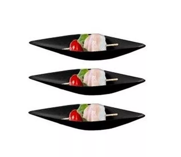 200 pequeños platos de plástico para barco - - - - - postre negro reutilizable pequeño plato de canoa