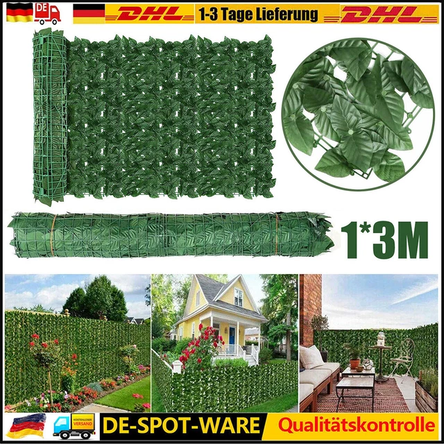 Efeu Balkonzaun Sichtschutzhecke Sichtschutz Windschutz Blätterzaun 1*3m 0.5*3m