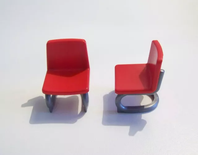 PLAYMOBIL (R222) MAISON MODERNE - Lot de 2 Chaises de Bureau Rouge