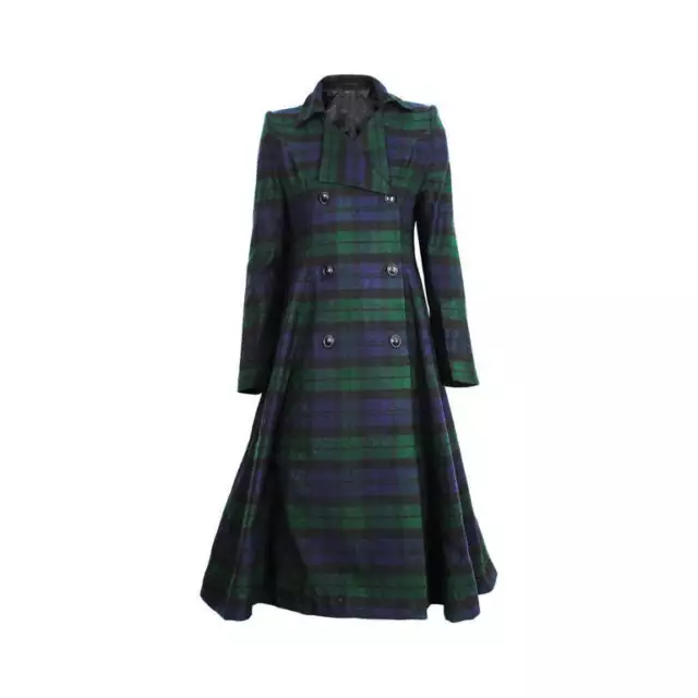 Classic Women's KATE Black Watch Tartan Double Breasted Coat - Timeless Style. 3