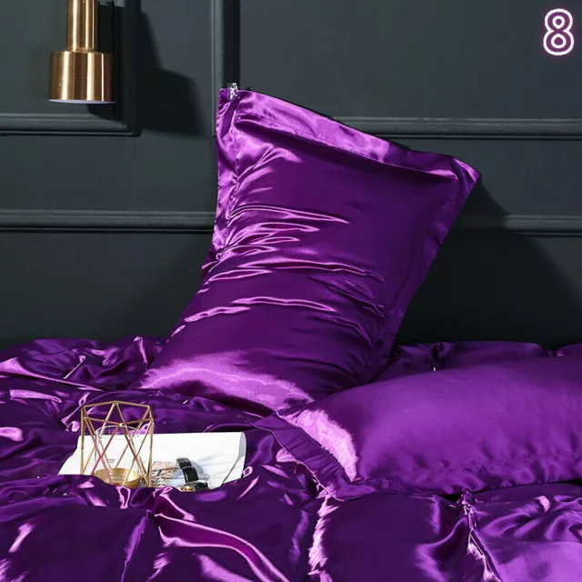 2X Silk Satin Pillowcase Pillow Case Only Shiny Solid Covers Bedding Luxury Soft