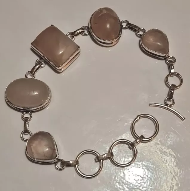 Rose quartz 925 Silver gemstone Bracelet. Lovely!! VERY PRETTY 2186