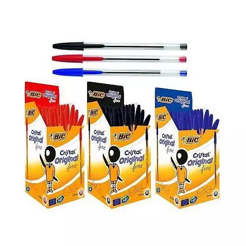 BIC Cristal Medium BallPoint Pens Ball Point Biros Black,Blue,Red