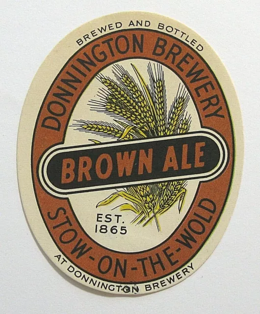 Donnington Brewery BROWN ALE oval beer label ENGLAND