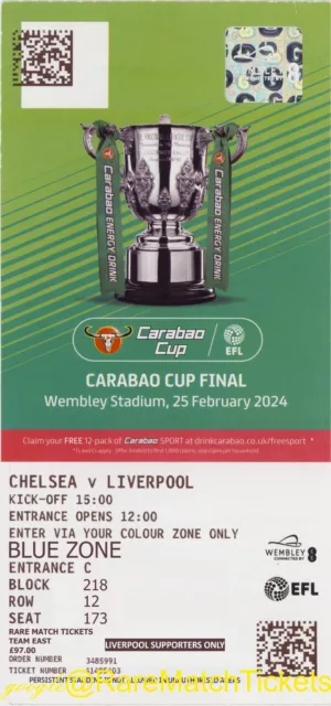 reproduction 2024 LIVERPOOL SUPPORTERS LEAGUE cup final PERSONALISED ticket [RMT