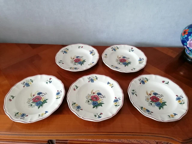5 assiettes Creuses terre de fer Digoin Sarreguemines modèle Agreste