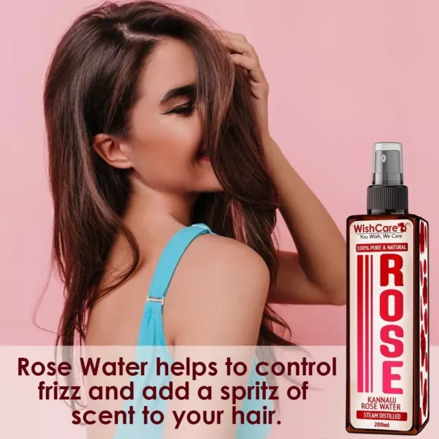 WishCare Agua de rosas 100% pura y natural / Para piel, rostro y cabello /...