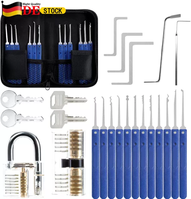 Lockpicking 17-Teiliges Dietrich Set mit 2 Transparent Trainingsschlössern