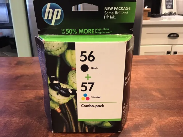 New Sealed Genuine HP Combo Pack 56 BLACK & 57 TRI-COLOR Printer Ink Cartridges