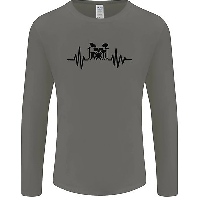DRUM KIT Pulse ECG Batterista Tamburo Da Uomo Manica Lunga T-shirt