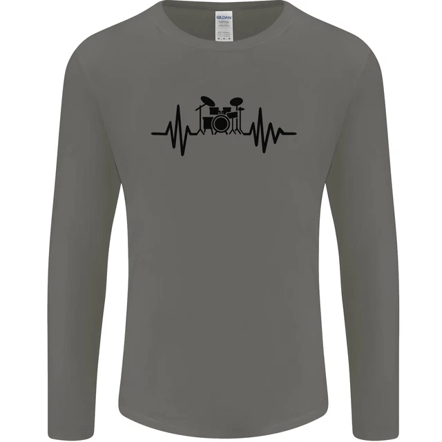 Tamburo batteria Pulse ECG batterista batteria uomo manica lunga