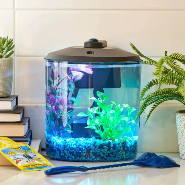 Aqua Culture 1.5-Gallon Aquarium Starter Kit Plastic, LED Lighting and Power Fil