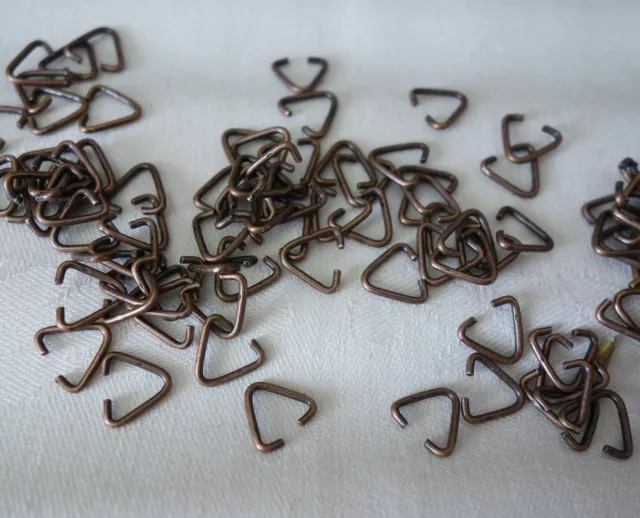 100 Antique Copper Coloured 9mm x 1mm Triangle Jump Rings Pinch Bails #0191