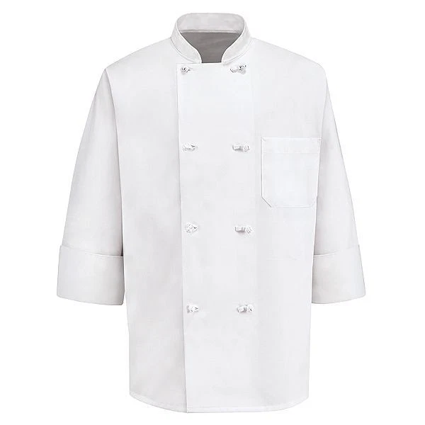 VF Imagewear 0411WH-RG-S White Cloth-Knot Button Chef Coat