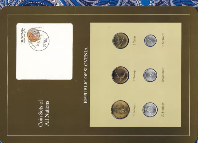 Coin Sets of All Nations Slovenia w/card 1992 -1993 UNC Tolar, 20 Stotinov 1992