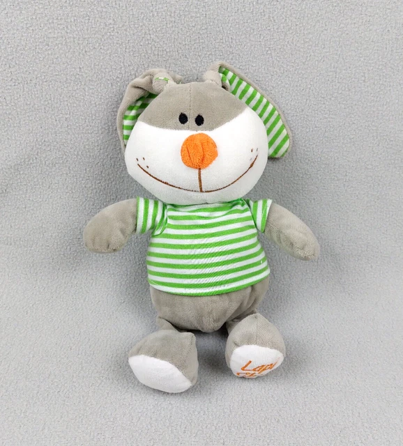 peluche doudou lapin lapi choco gris blanc tee-shirt rayé vert FIZZY TBE