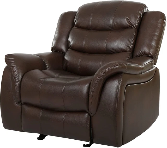 Merit Faux Leather Glider Recliner Club Chair, Dark Brown