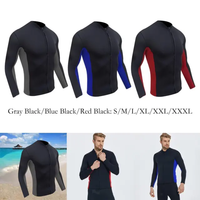 Men's Wetsuit Jacket Long Sleeve for Scuba Diving Water Aerobics Swimwear