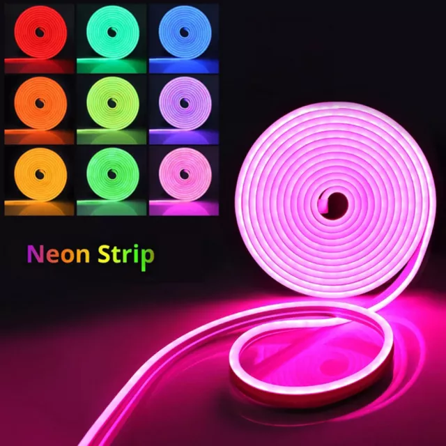 WIFI 5M Neon LED Strip Streifen 12V RGB Flex Schlauch diffus Lichtband Dimmbar