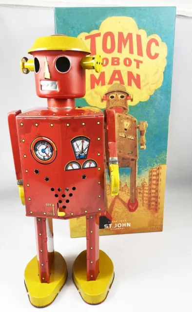 Robot - Robot Marcheur Mécanique en Tôle - Atomic Robot Man Géant Rouge (St.John