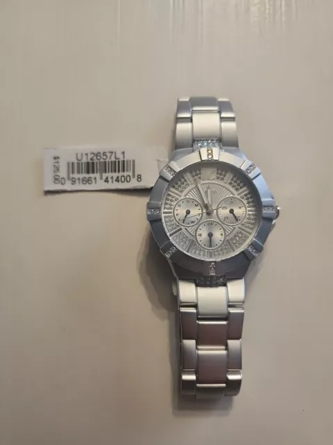 NEW! NWT Never Worn GUESS U12657L1 Waterpro Watch - Diamond & Silver 2