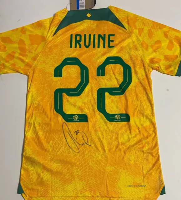 JACKSON IRVINE SIGNED SOCCEROOS JERSEY + photo proof