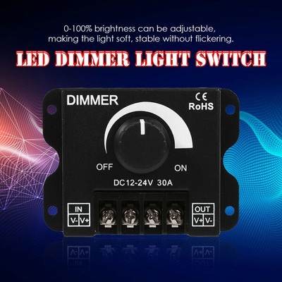 DC Dimmer controller luminosità manuale da 0 a100% x led colore singolo DC12-24V 8A 