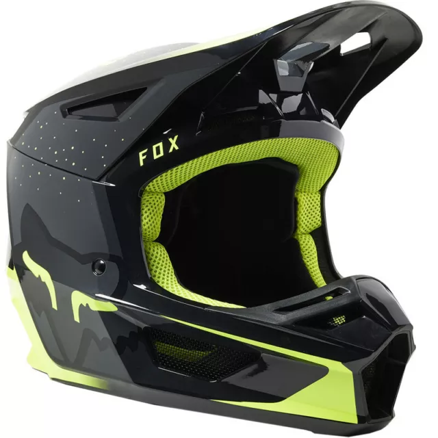 NEW Fox V2 Vizen FLO Yellow Motocross Dirt Bike Helmet