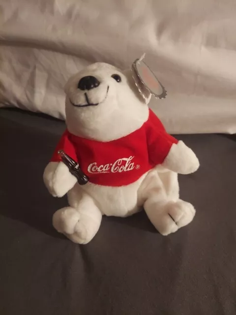 Vintage 1997 W/Tags Coca Cola Polar Bear Plush Stuffed Red T-Shirt Coke Bottle