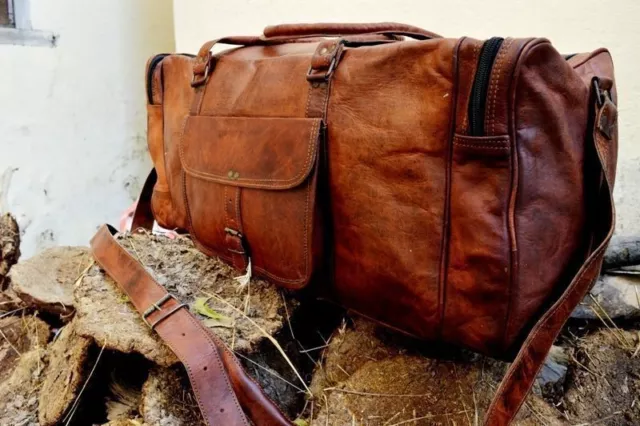 Sac de voyage en cuir véritable pour hommes, bagage de sport, Vintage,... 3
