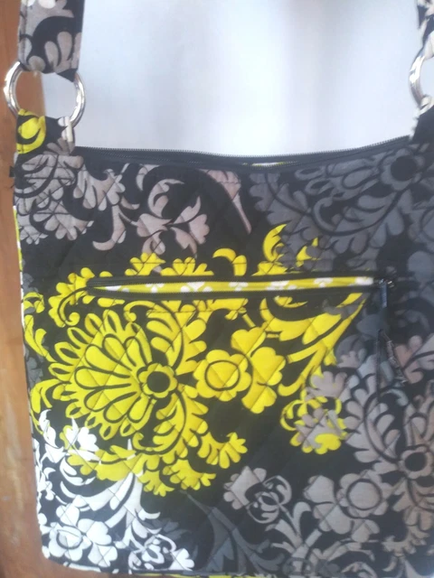 Vera Bradley BAROQUE  CrossBody Hipster or Shoulder Purse Bag~Black, Yellow EUC