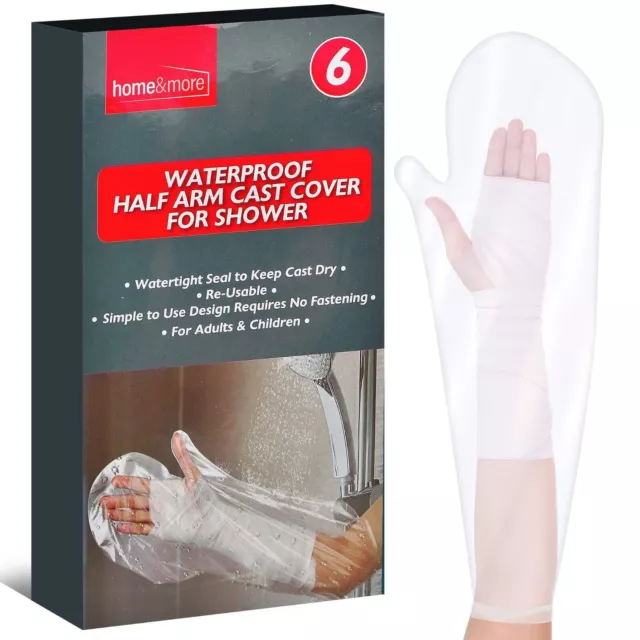 6pk Waterproof Half Arm Cast Cover Plaster Protector | Reusable for Bath Shower