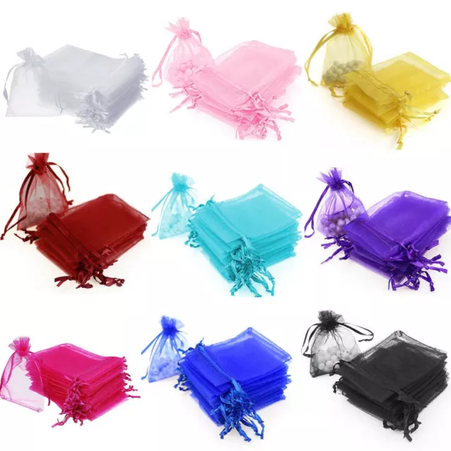 50/100 ORGANZA BAGS Wedding Party Favour Gift Candy Organza Bag Pouch Large
