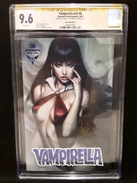 CGC 9.6 Vampirella #6 Artgerm Blue Foil 1 Per Store Variant Dynamite SS Signed