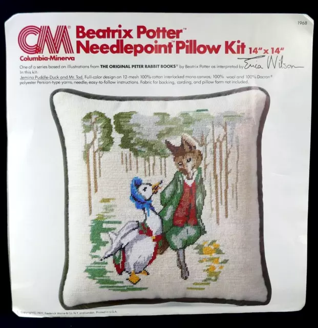 Beatrix Potter Needlepoint Pillow Kit Erica Wilson Jemima Puddle-Duck Mr Tod Fox