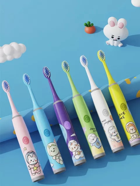 Children UltraSonic Electric Toothbrush With 12 Heads Cartoon Space Series Kids