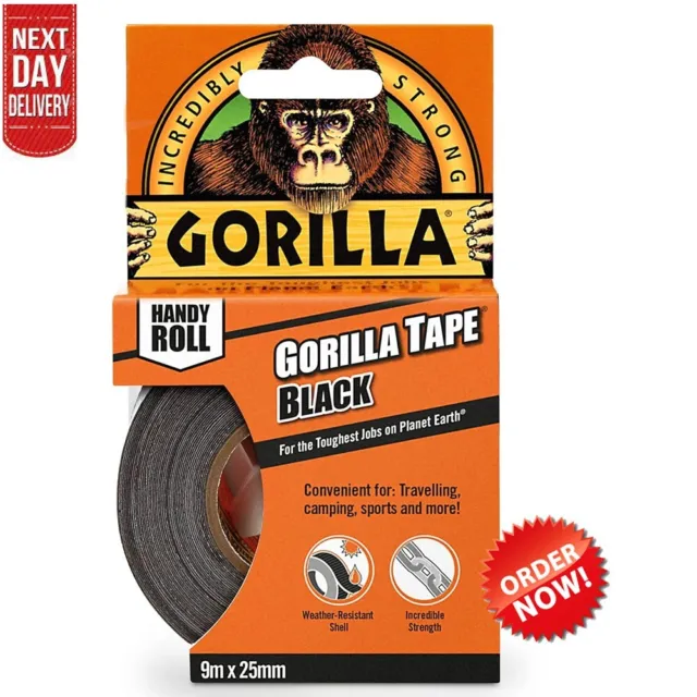 Duck Duct Gaffa Gaffer Tape Waterproof Cloth Strong Black Gorrila Glue 25mm x 9m