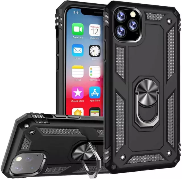 For Apple iPhone 11 Pro Max, Shockproof Armour Stand Phone Case + Screen Guard