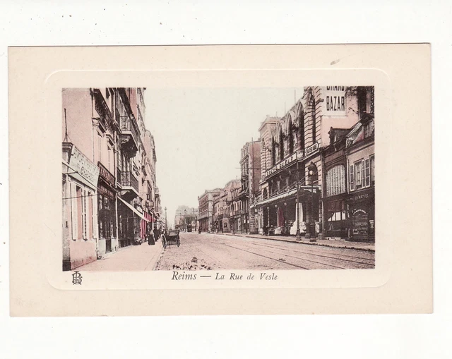 CPA 51 REIMS La Rue de Vesle Carte Cuvette colorisée