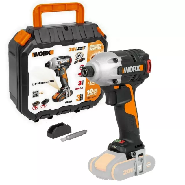 WORX WX261.9 18V Cordless Brushless 260Nm Impact Driver (Body Only) With Case