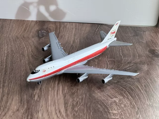 Aero Mini 747 TWA Diecast Airplane Jet Model 1970s N747TW Japan 9”  Vintage