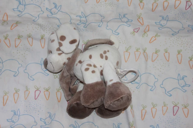 Doudou Nattou Chien  Max Noa Blanc Beige Marron Echarpe Musical 24 Cm Neuf 2