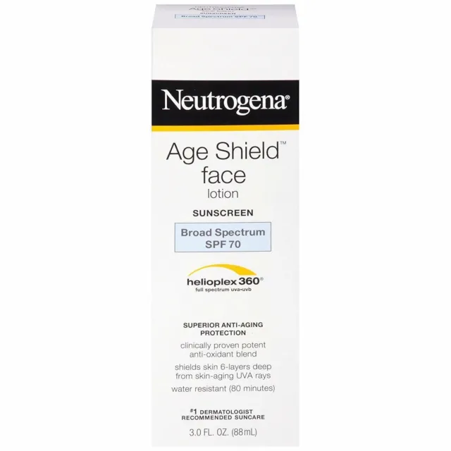 Neutrogena Face Lotion Age Shield SPF 70 Broad Spectrum Sunscreen 3oz Pack of 2